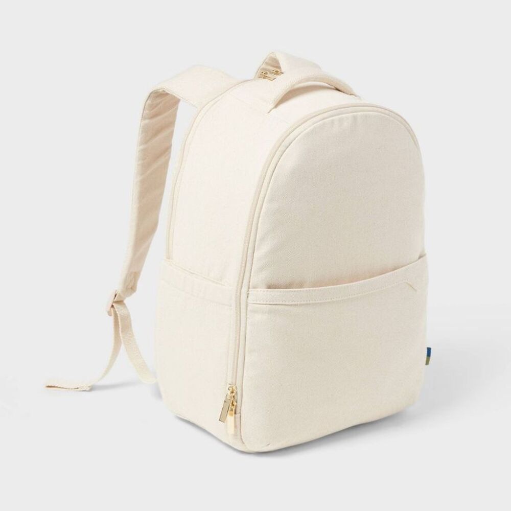 Open Story Canvas Backpack w/ 17.5" Zip Laptop Pocket 21L Soft-side - Natural